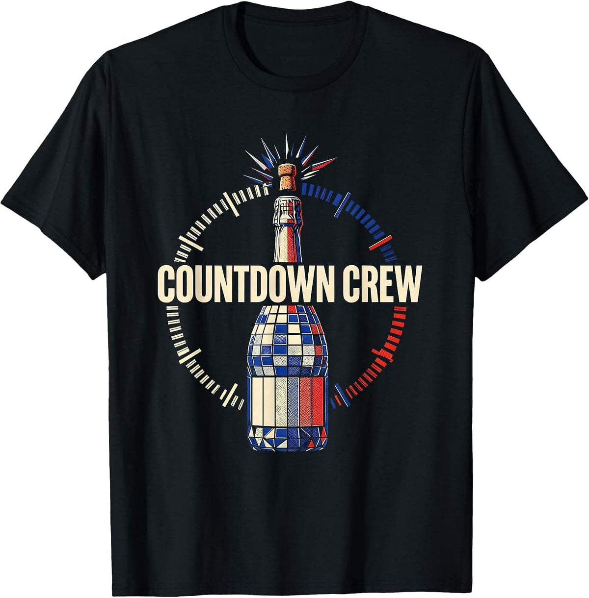Men's Countdown Crew Geometric New Year Party Nurse Crew Matching T-Shirt - Black