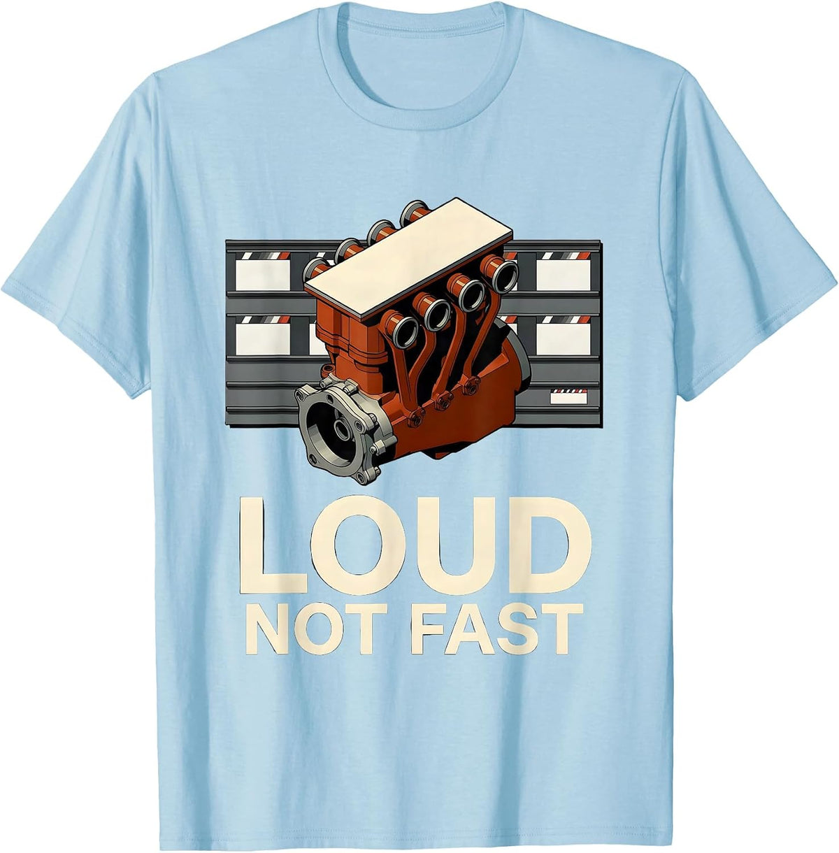 Men's Loud, Not Fast Vintage Retro Muscle Car Drag Racing T-Shirt - Baby Blue