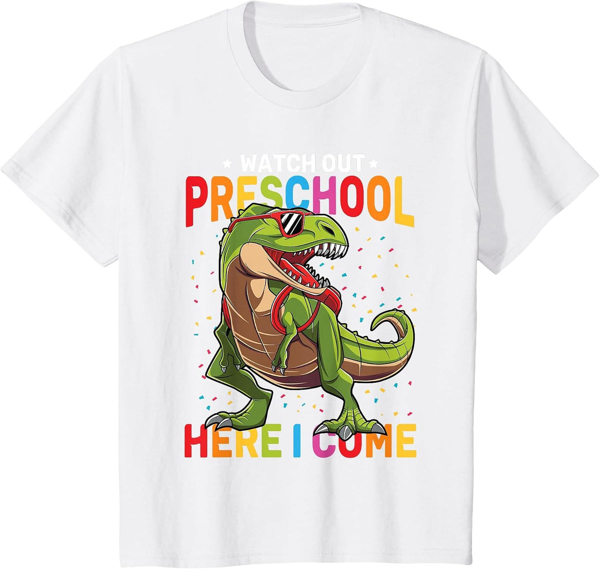 Watch Out Preschool Here I Come Dinosaur Back to School Boys T-Shirt - White
