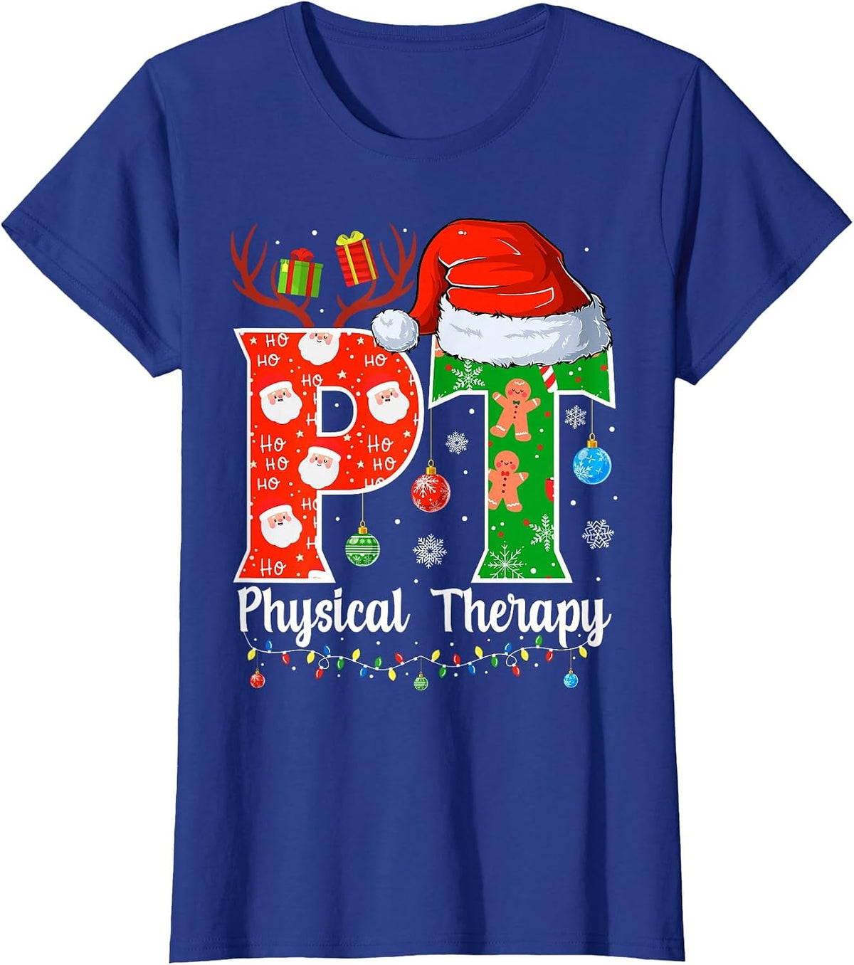 PT Christmas Physical Therapy Christmas PT Xmas T-Shirt - Royal Blue