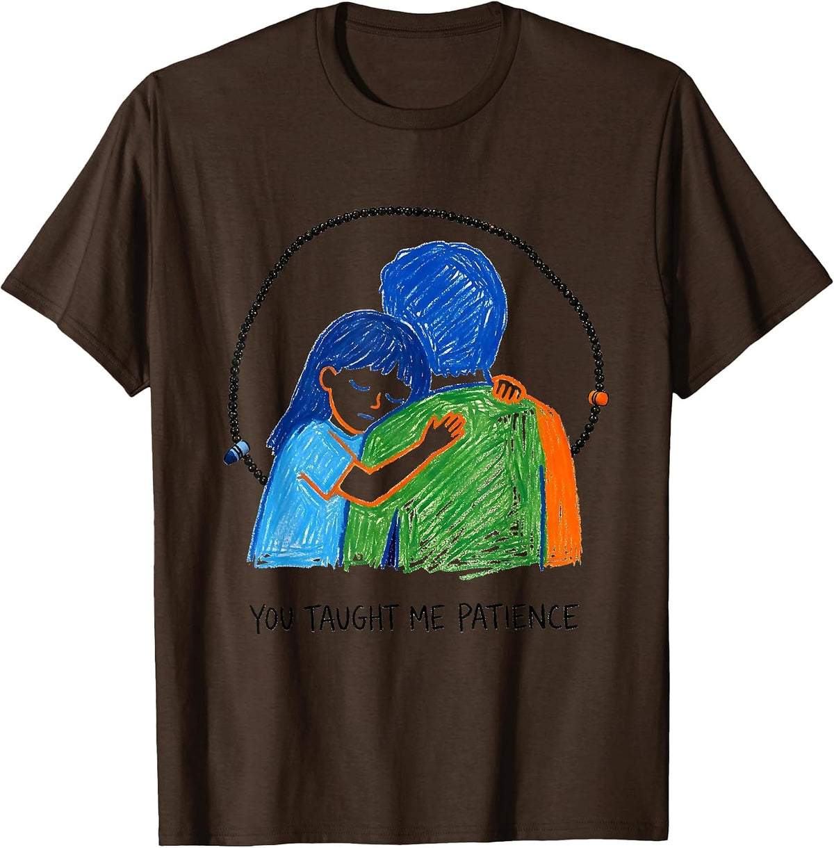 Men's You Taught Me Patience Naive Kidcore Daycare Teacher Humor T-Shirt - Brown