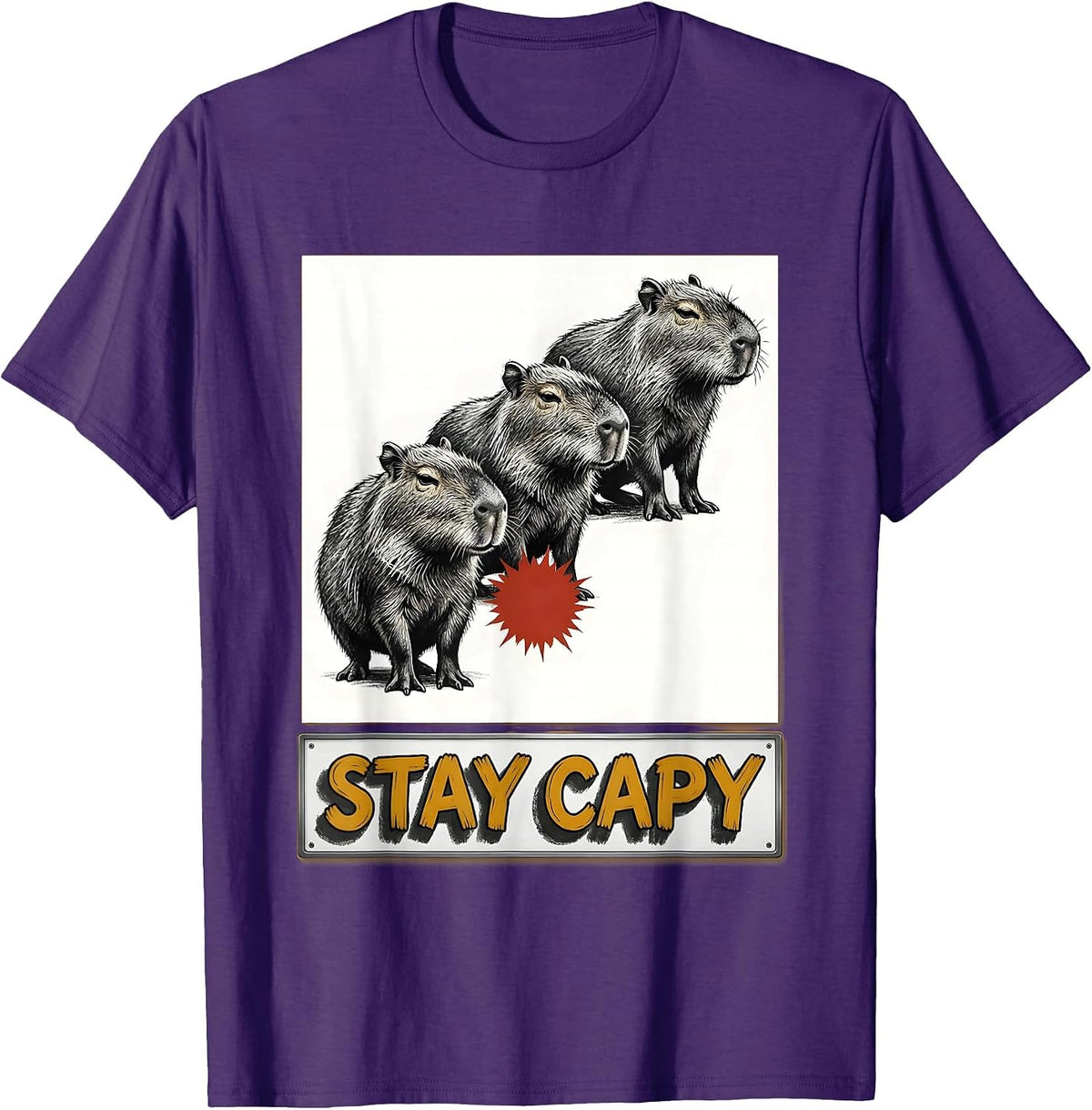 stay capy Funny Capybara Meme Gamer Kawaii Humor T-Shirt - Purple