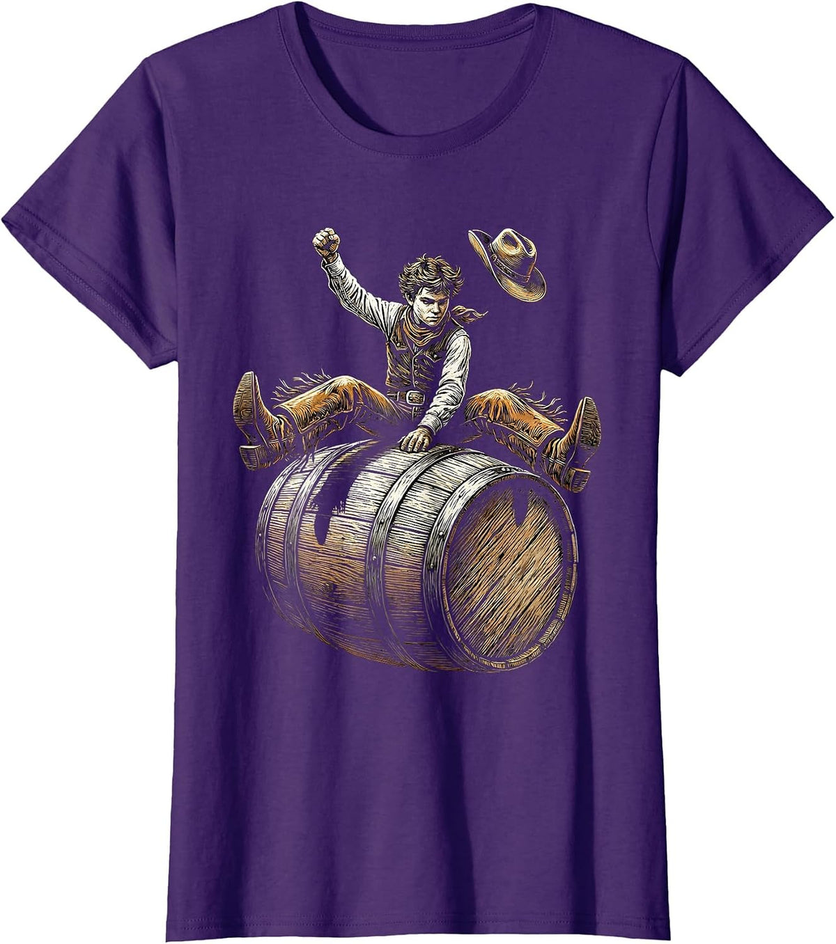 Women's Young Cowboy Barrel Racing Rodeo Graphic T-Shirt - Purple