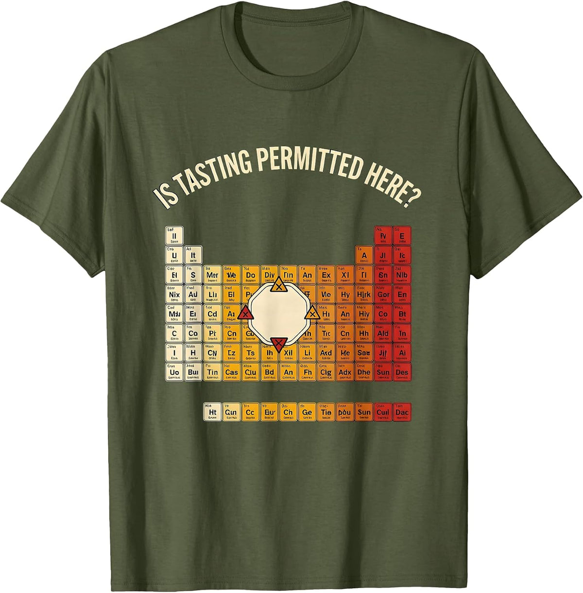 Is Tasting Permitted Here? Funny Periodic Table Science T-Shirt - Olive Green