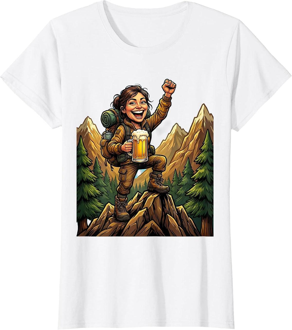 Women's Mountain Hiker Beer Summit Celebration Graphic T-Shirt - White