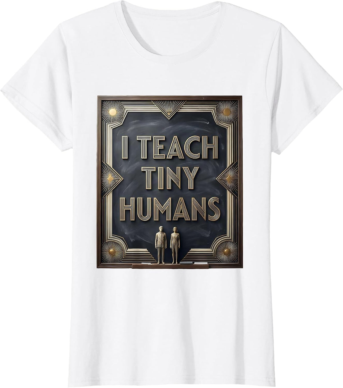 Women's I Teach Tiny Humans Teacher Graphic Design T-Shirt - White