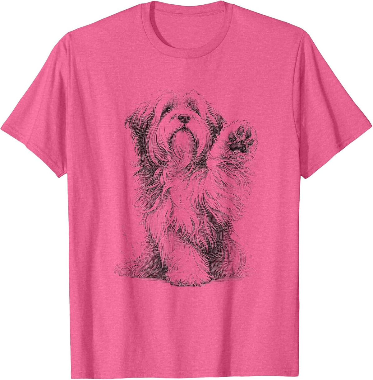 Tibetan Terrier Dog Paw Design T-Shirt - Pink Heather
