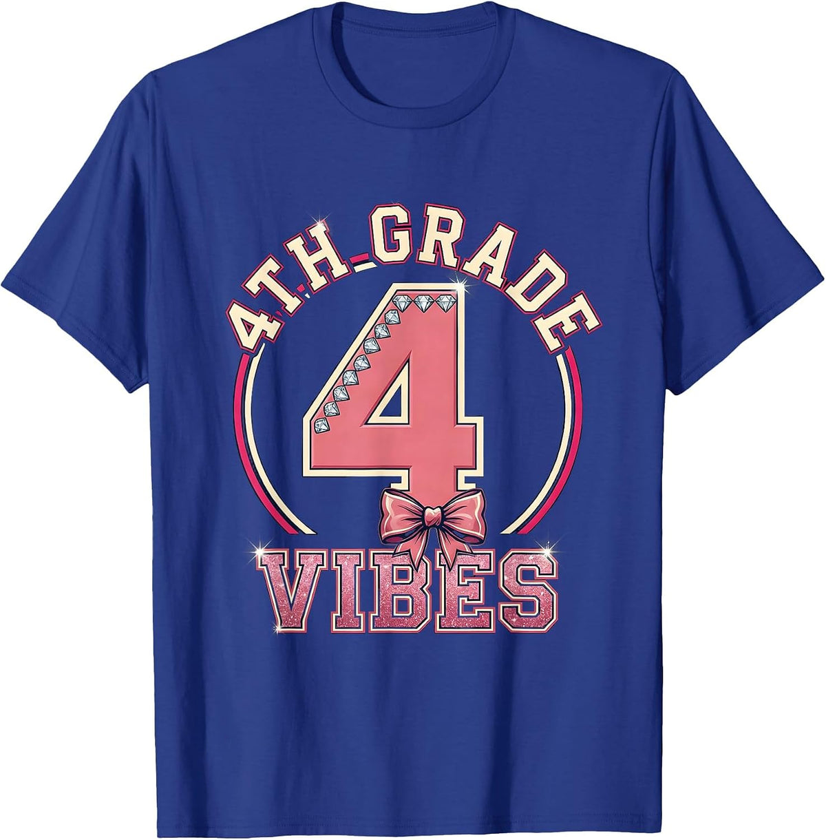 Men's 4th Grade Vibes Coquette Bow Back to School Fourth Grade T-Shirt - Royal Blue