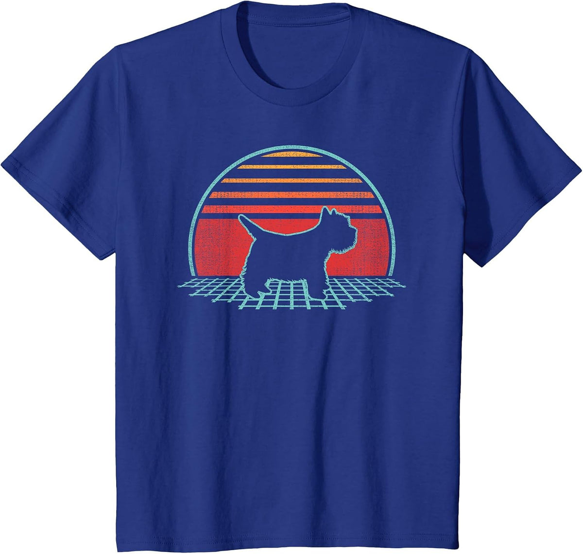 West Highland White Terrier Westie Retro Vintage 80s Style T-Shirt - Royal Blue