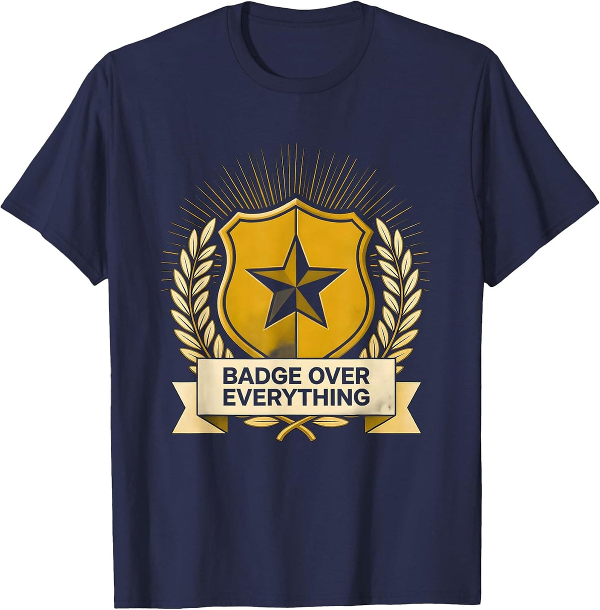 Badge Over Everything Police Pride Design T-Shirt - Navy Blue