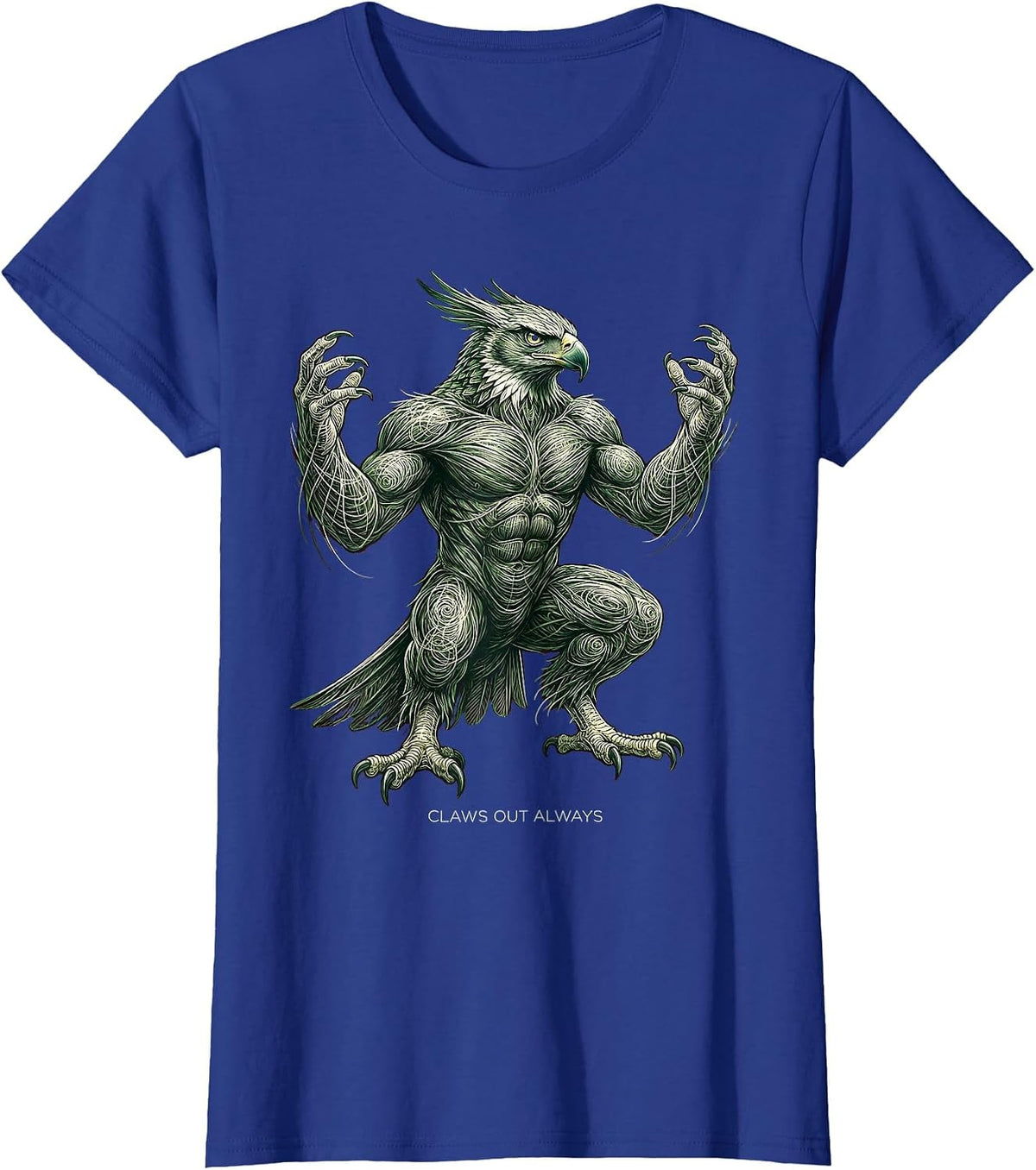 Women's Claws Out Always Fierce Dinosaur Design T-Shirt - Royal Blue