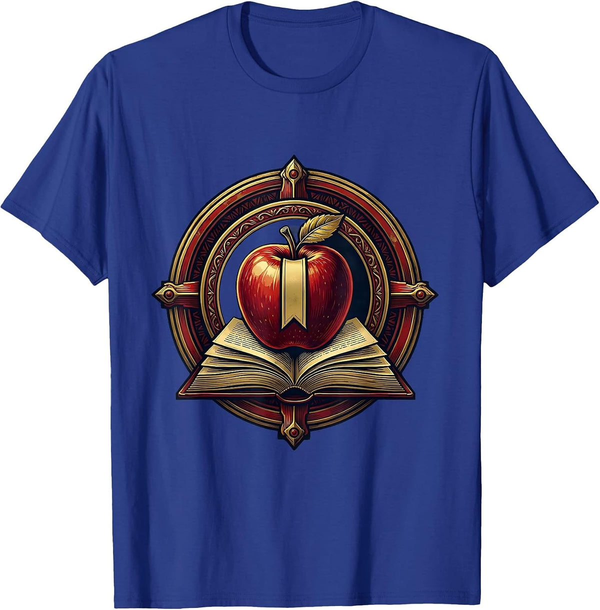 English Teacher Apple Bookmark Desk Illustration T-Shirt - Royal Blue