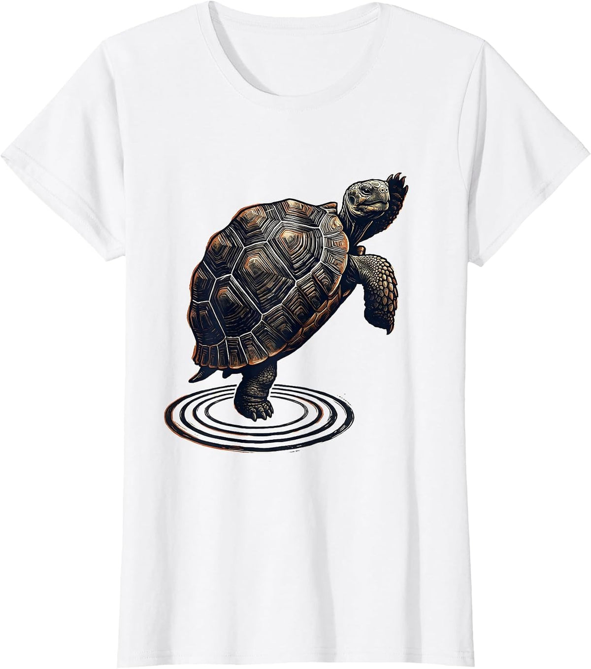 Tortoise Linocut Funny Turtle Lover Gift T-Shirt - White