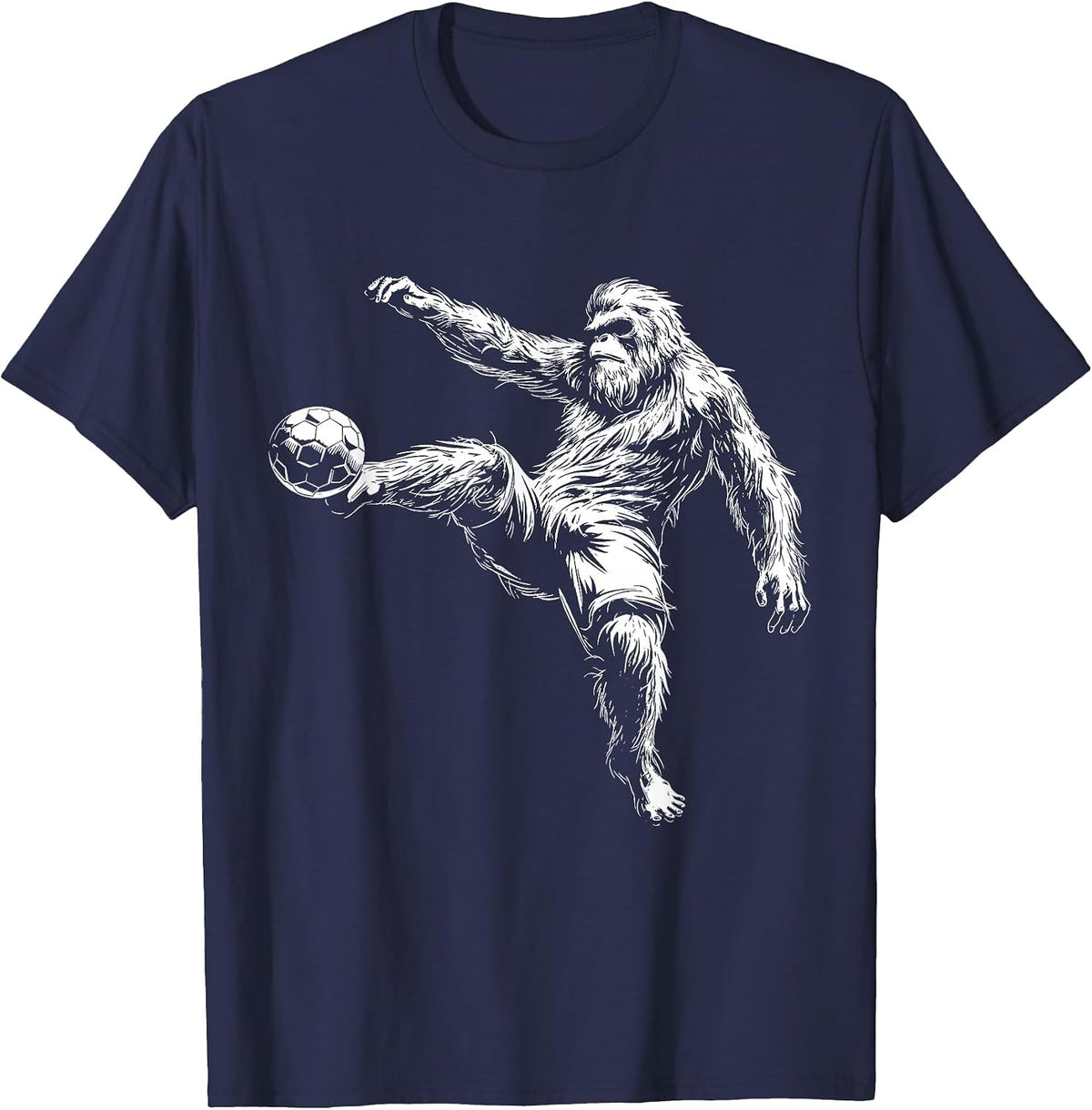Soccer Bigfoot Sasquatch Funny Soccer Player T-Shirt - Navy Blue