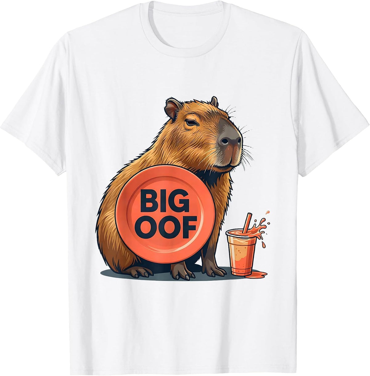 Men's Big Oof Funny Capybara Animal Meme Humor T-Shirt - White