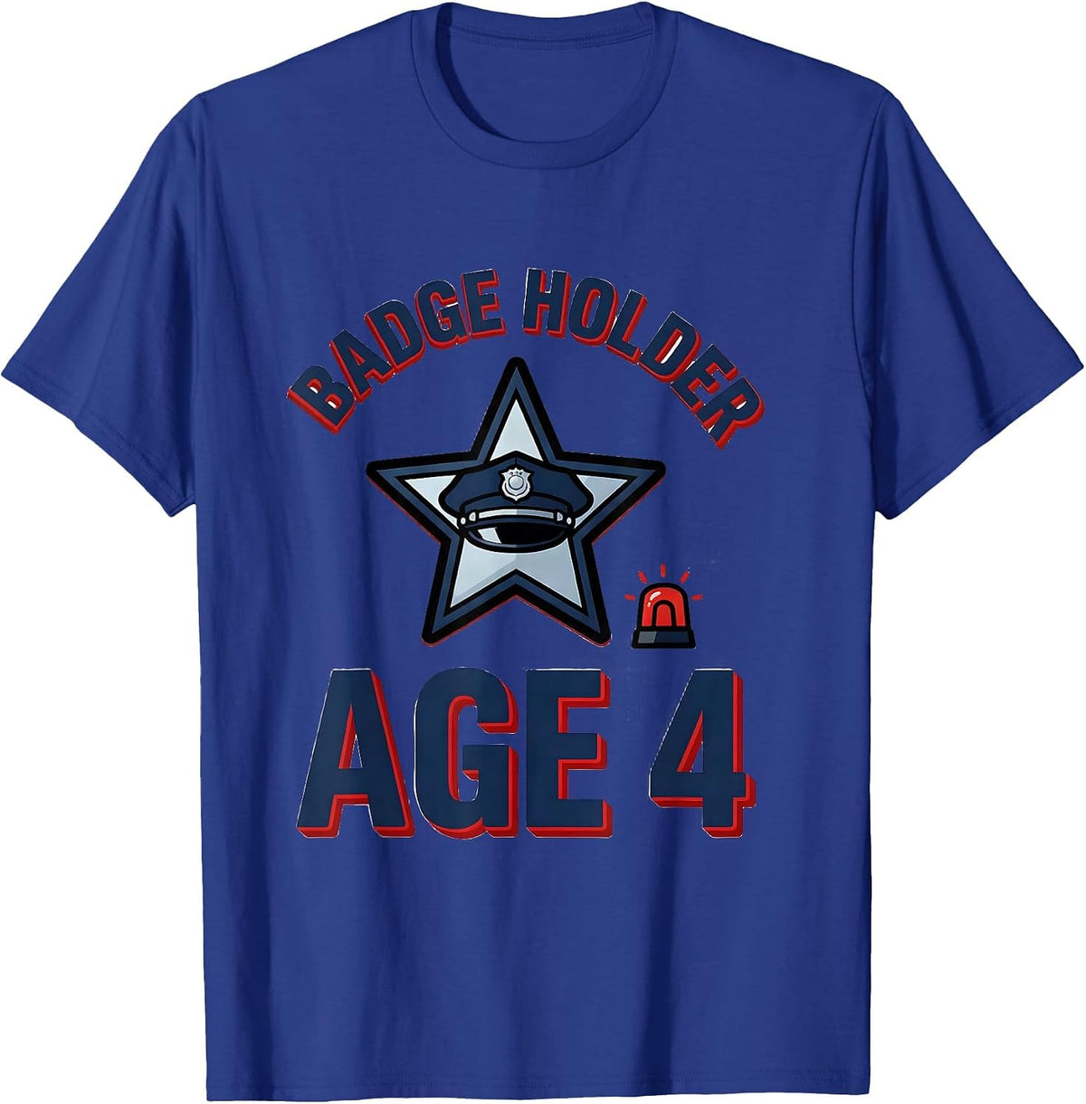 Men's Badge Holder Age 4 Future Police Officer Kids Birthday Party T-Shirt - Royal Blue