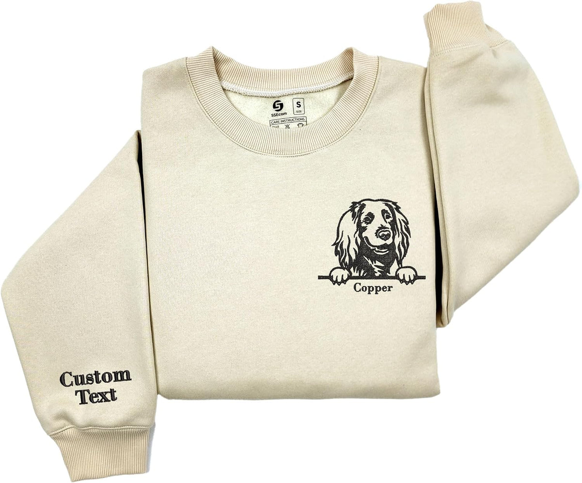 Custom Embroidered Labrador Retriever Dog With Name Sweatshirt, Dog Lover Gifts for men women - German Longhaired Pointer