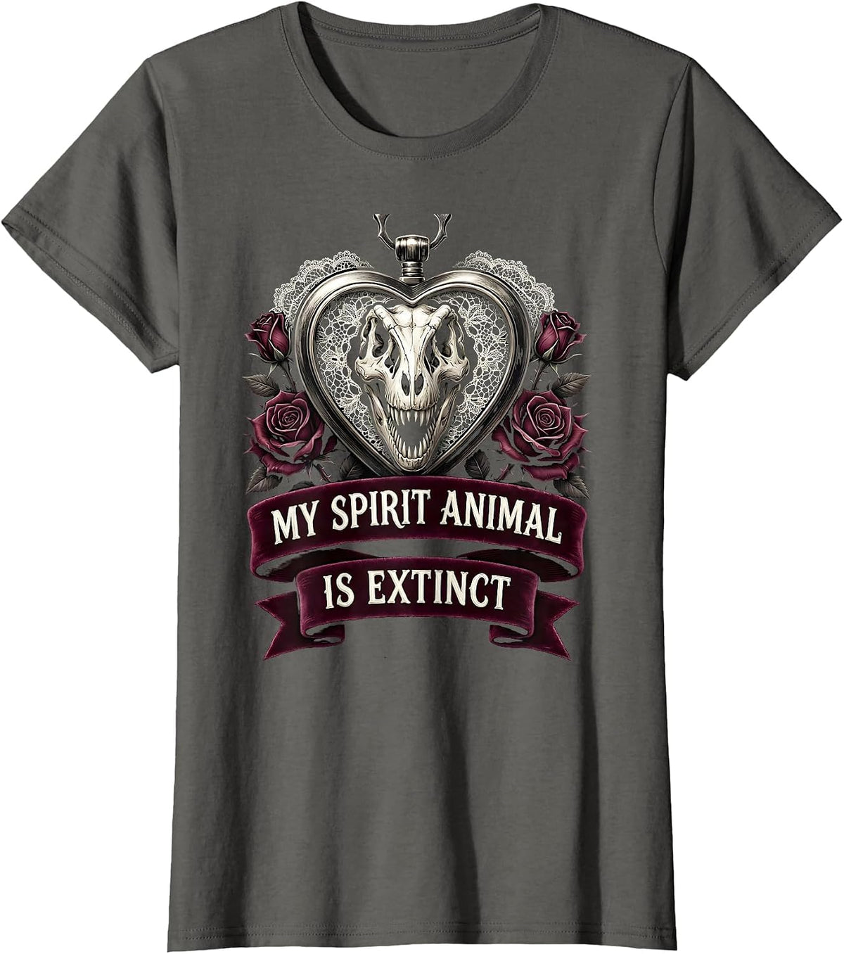 Women's My Spirit Animal Is Extinct Dinosaur Design T-Shirt - Asphalt Grey