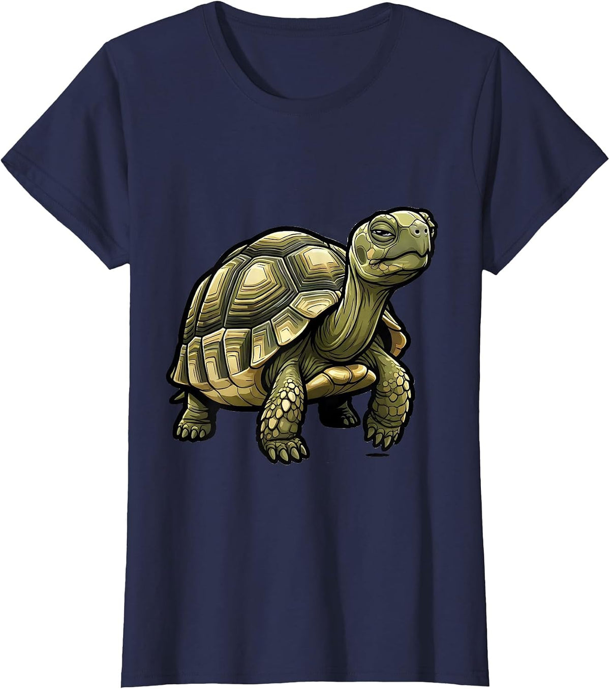 Women's Hermann's Tortoise Cartoon Turtle Lover Novelty Gift T-Shirt - Navy Blue
