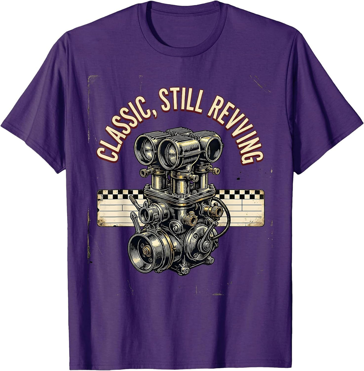 Men's Classic Still Revving Vintage Muscle Car Racing Enthusiast T-Shirt - Purple