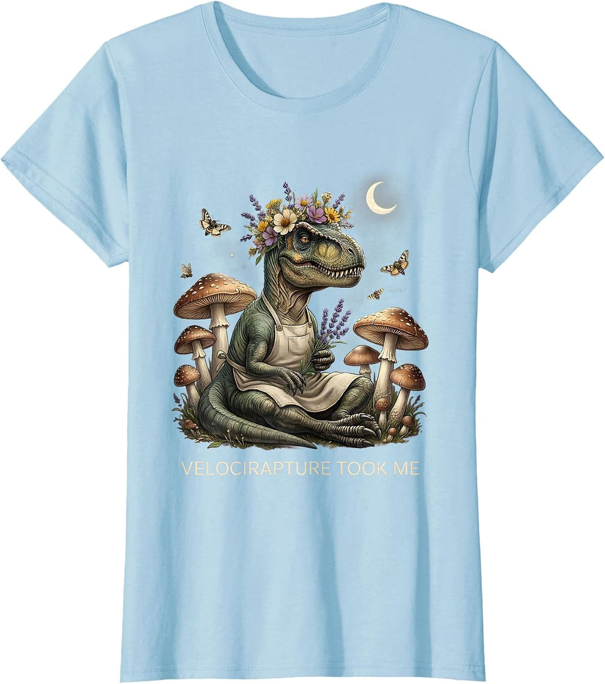 Women's Velocirapture Took Me Funny Dinosaur Design T-Shirt - Baby Blue