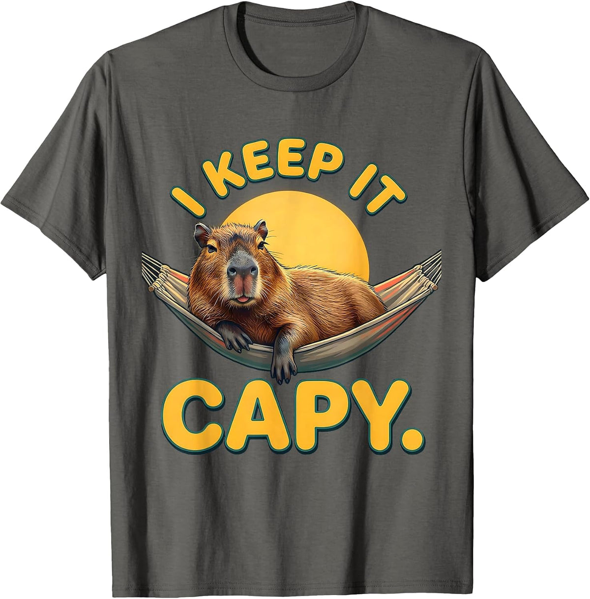 I Keep It Capy Funny Capybara Meme Gamer Humor T-Shirt - Asphalt Grey