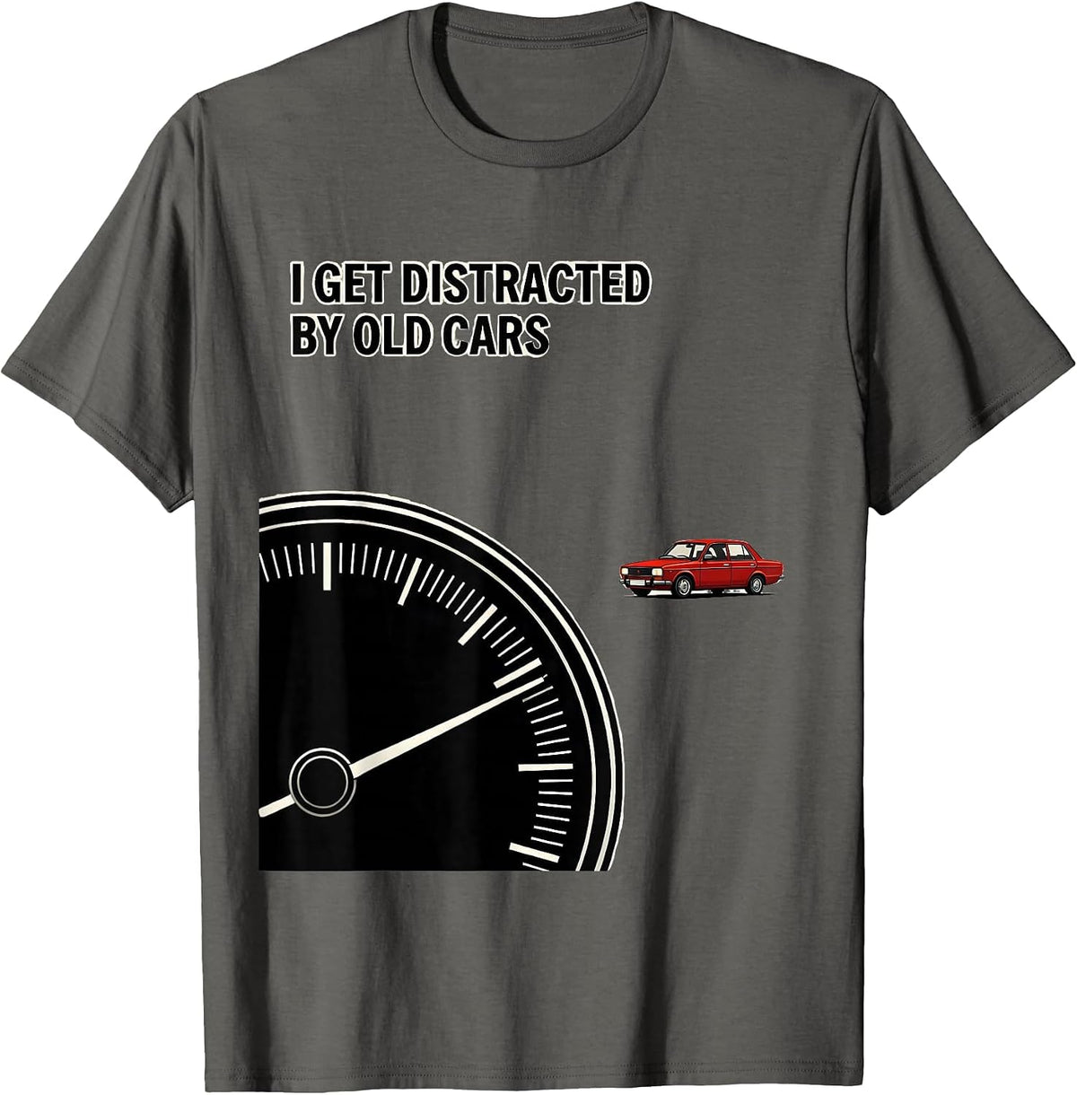 Men's I Get Distracted By Old Cars Funny Classic Car Guy Vintage T-Shirt - Asphalt Grey