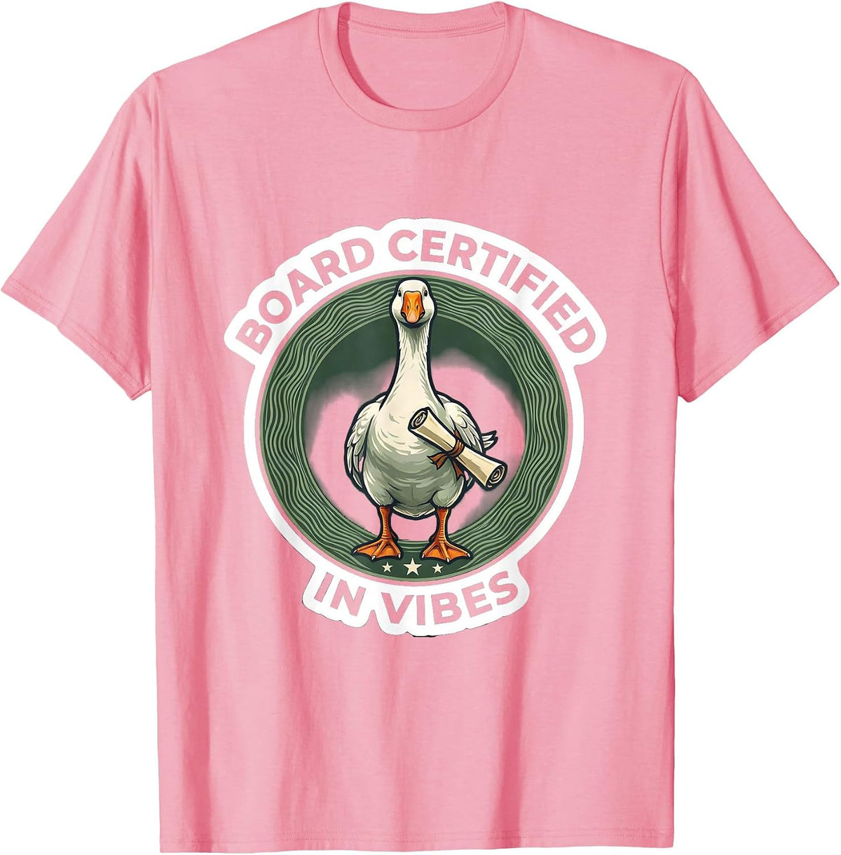 Men's Board Certified in Vibes Funny Mental Health Counselor Goose T-Shirt - Pink