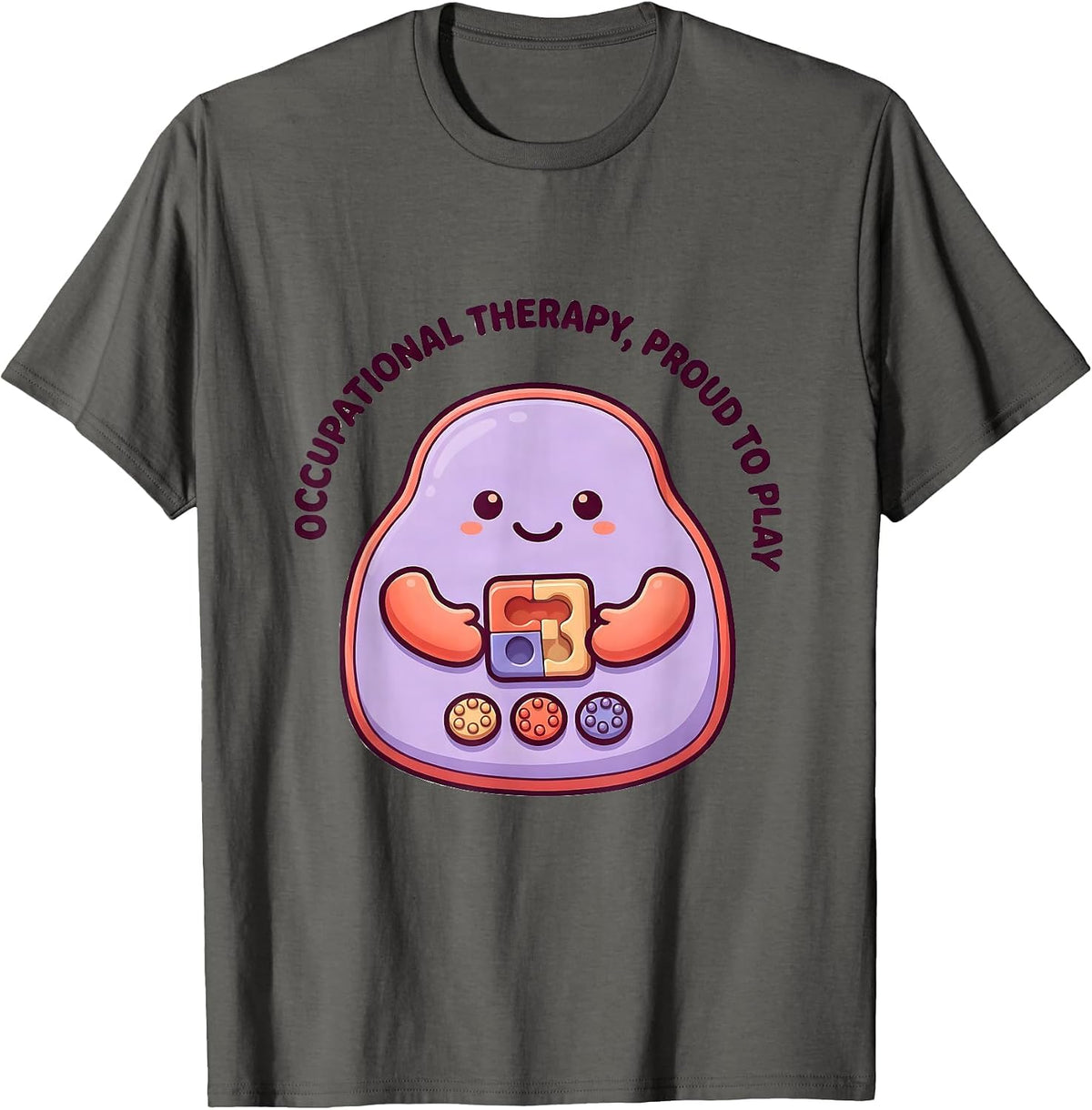 Men's Occupational Therapy Proud To Play Cute Kawaii Pediatric OT T-Shirt - Asphalt Grey