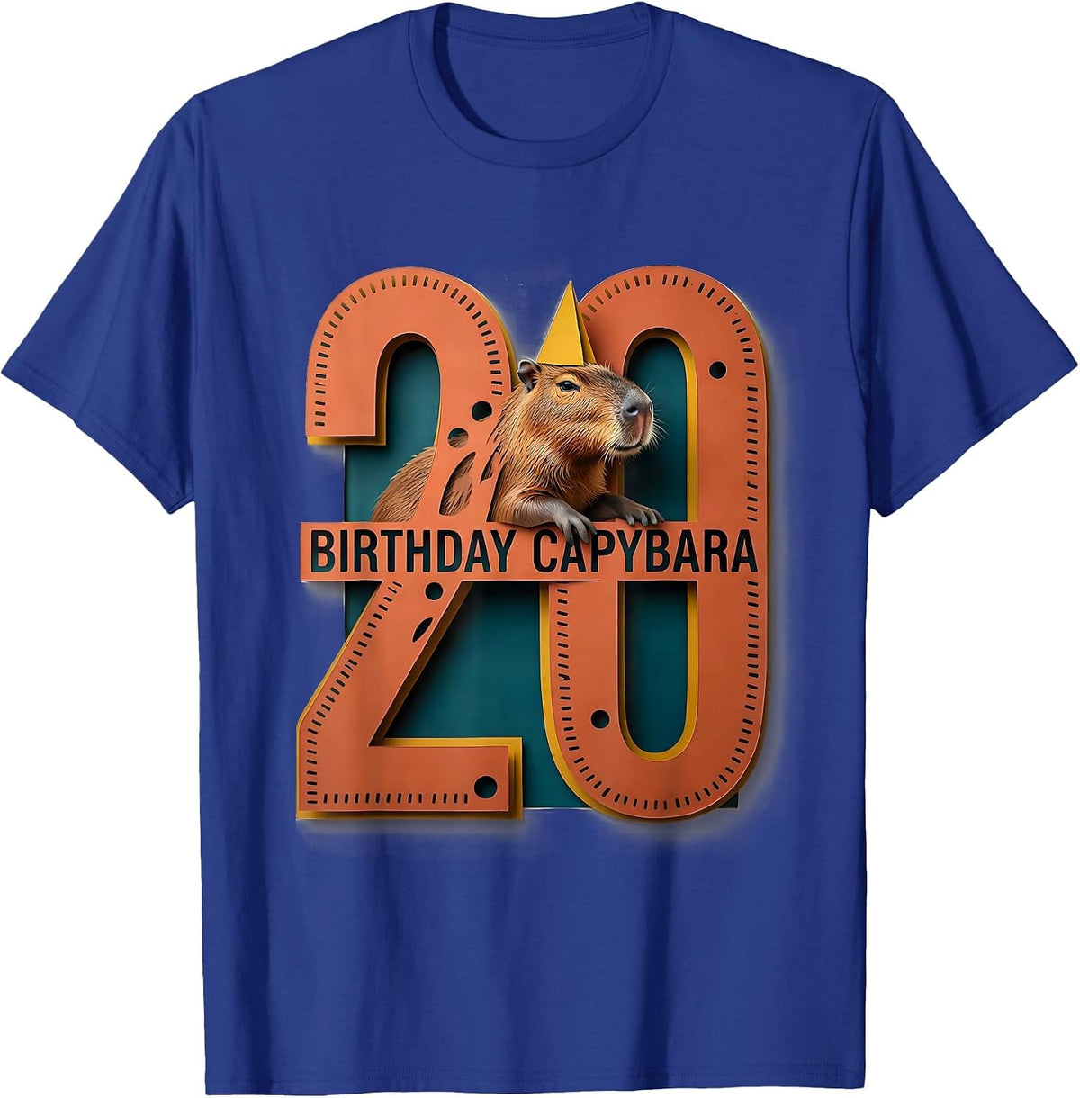 Men's Birthday Capybara Age 20 Funny Animal Meme Birthday Gift T-Shirt - Royal Blue