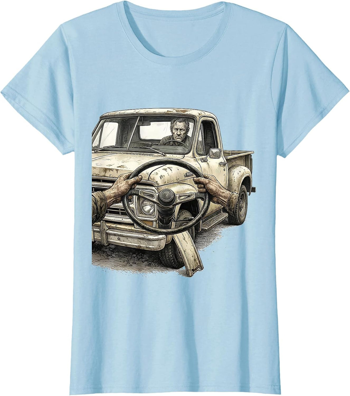 Vintage Pickup Classic Car Guy Humor T-Shirt - Baby Blue