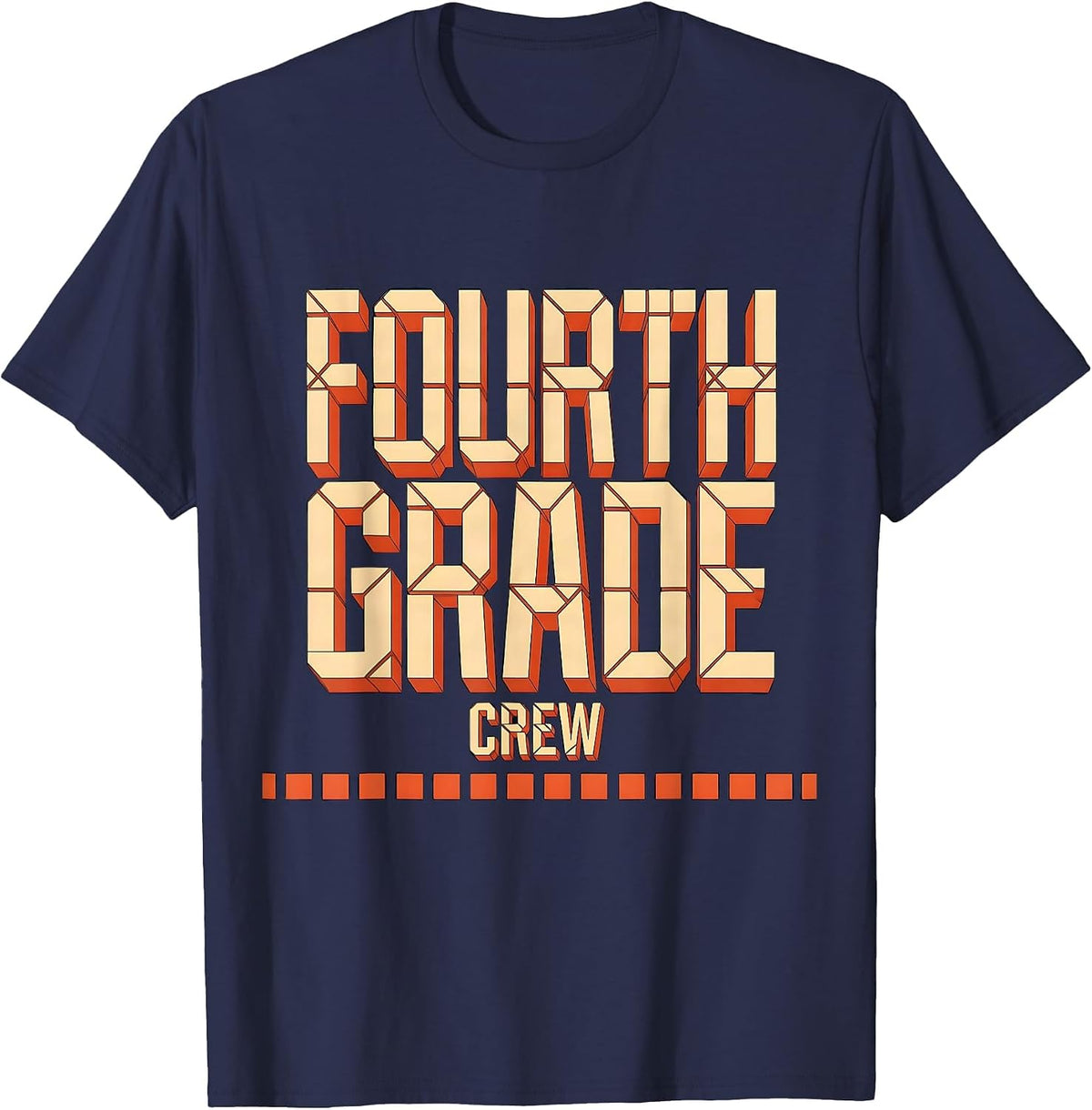Men's Fourth Grade Crew Funny Teacher Back To School Crew T-Shirt - Navy Blue