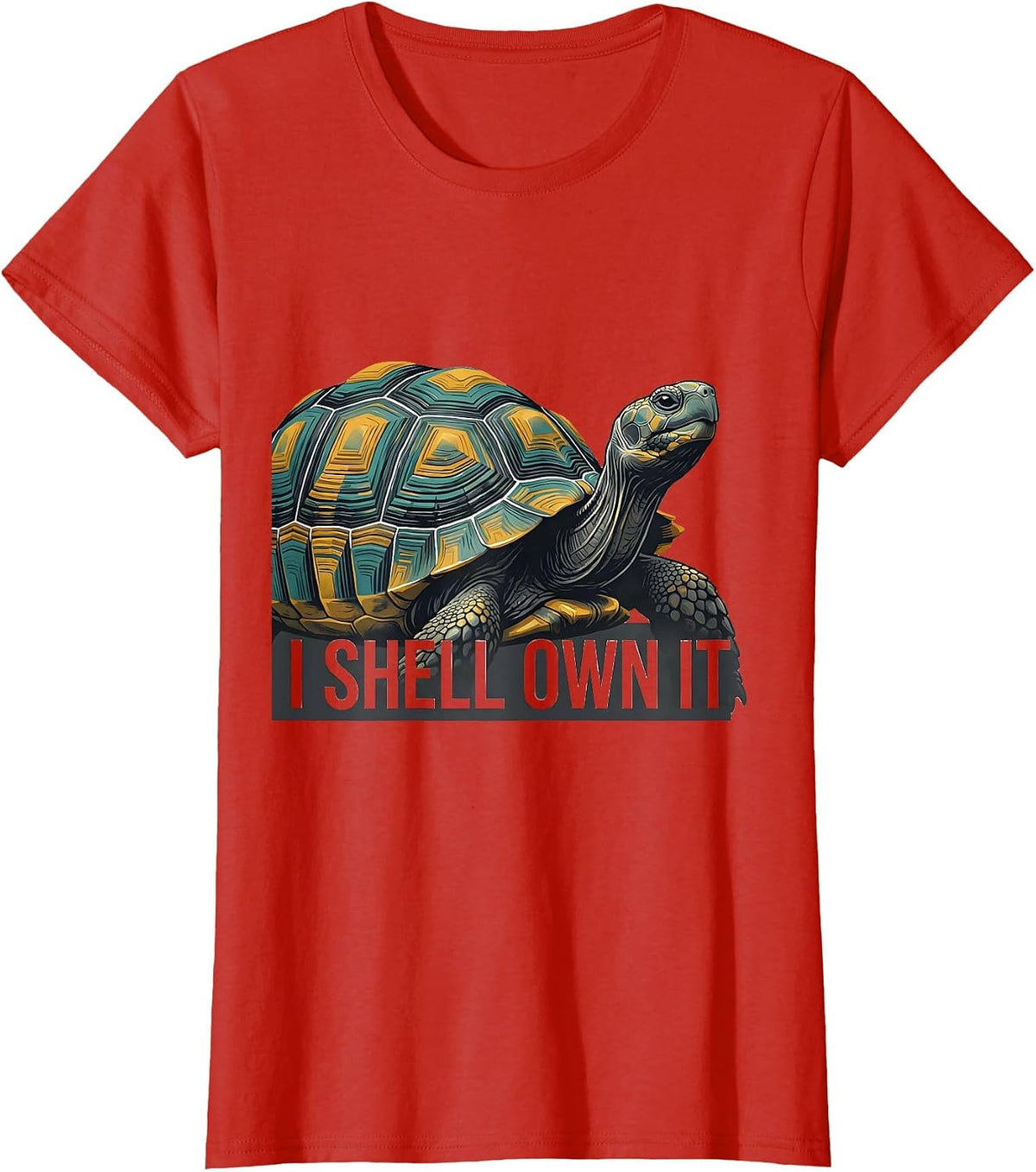 I Shell Own It Midcentury Modern Turtle Lover Pet Owner T-Shirt - Red