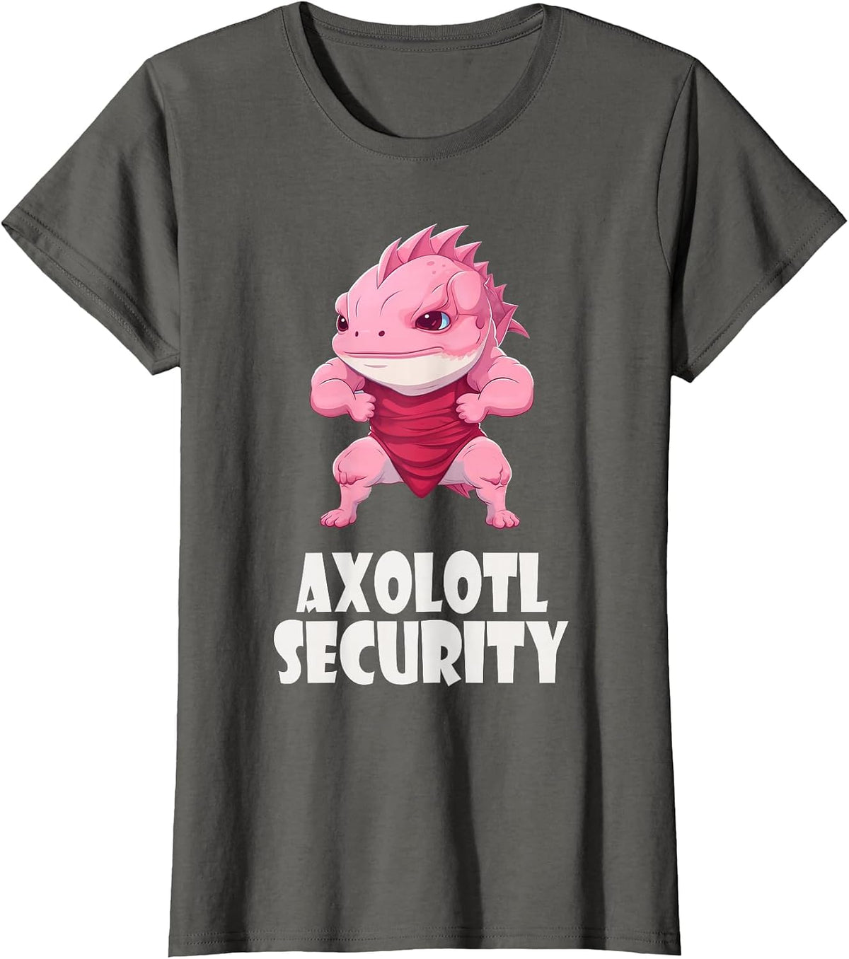 Axolotl Security Funny Muscles Axolotl Cute Halloween T-Shirt - Asphalt Grey