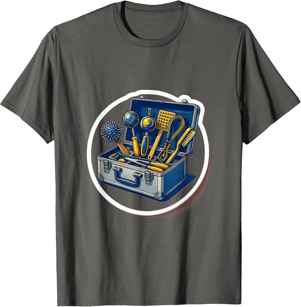 Occupational Therapy Toolbox Illustration Gift T-Shirt - Asphalt Grey