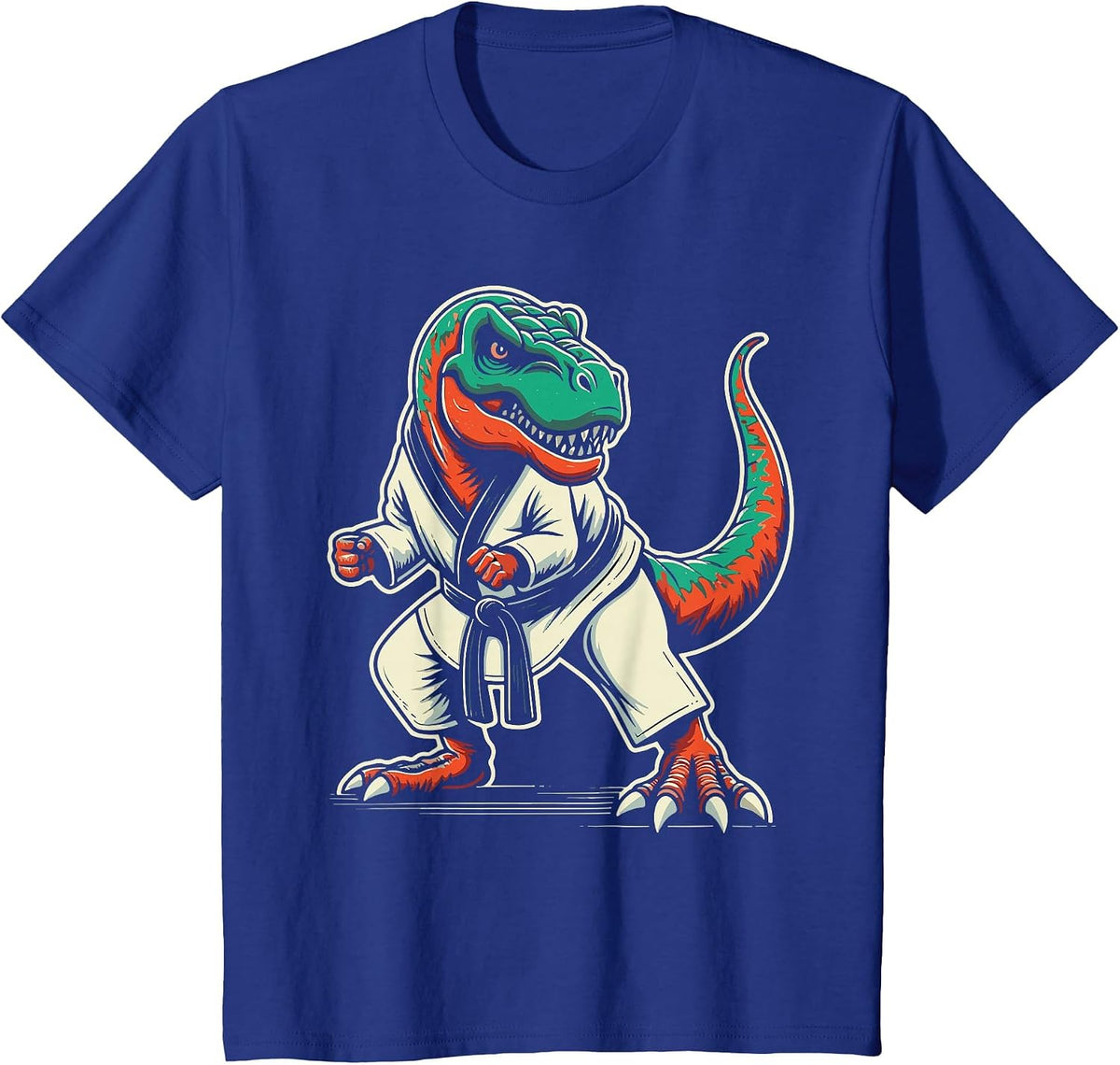 T-Rex Dinosaur Karate Taekwondo Martial Arts T-Shirt - Royal Blue