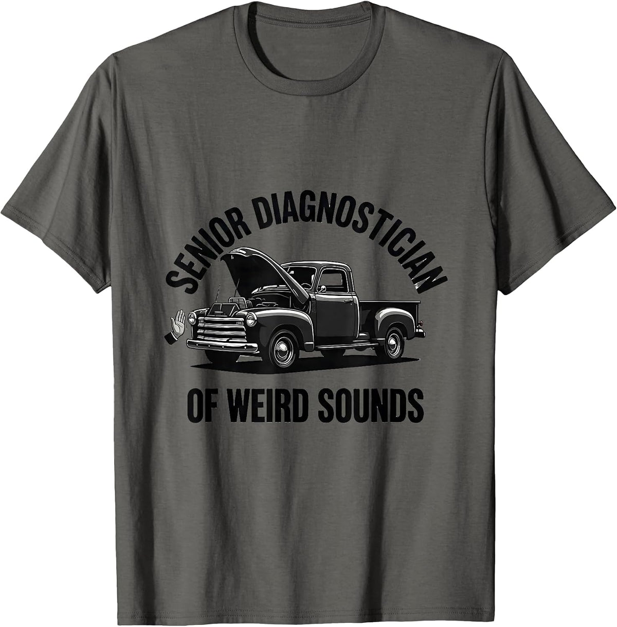 Senior Diagnostician Of Weird Sounds Funny Classic Car Guy T-Shirt - Asphalt Grey