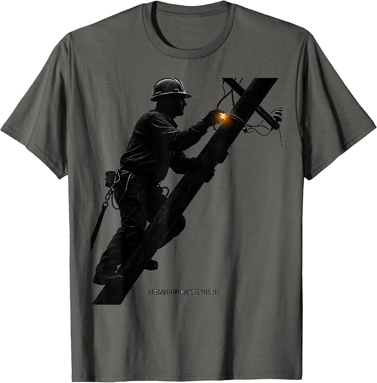 Licensed For Outage Callouts Funny Electrician Lineman T-Shirt - Asphalt Grey