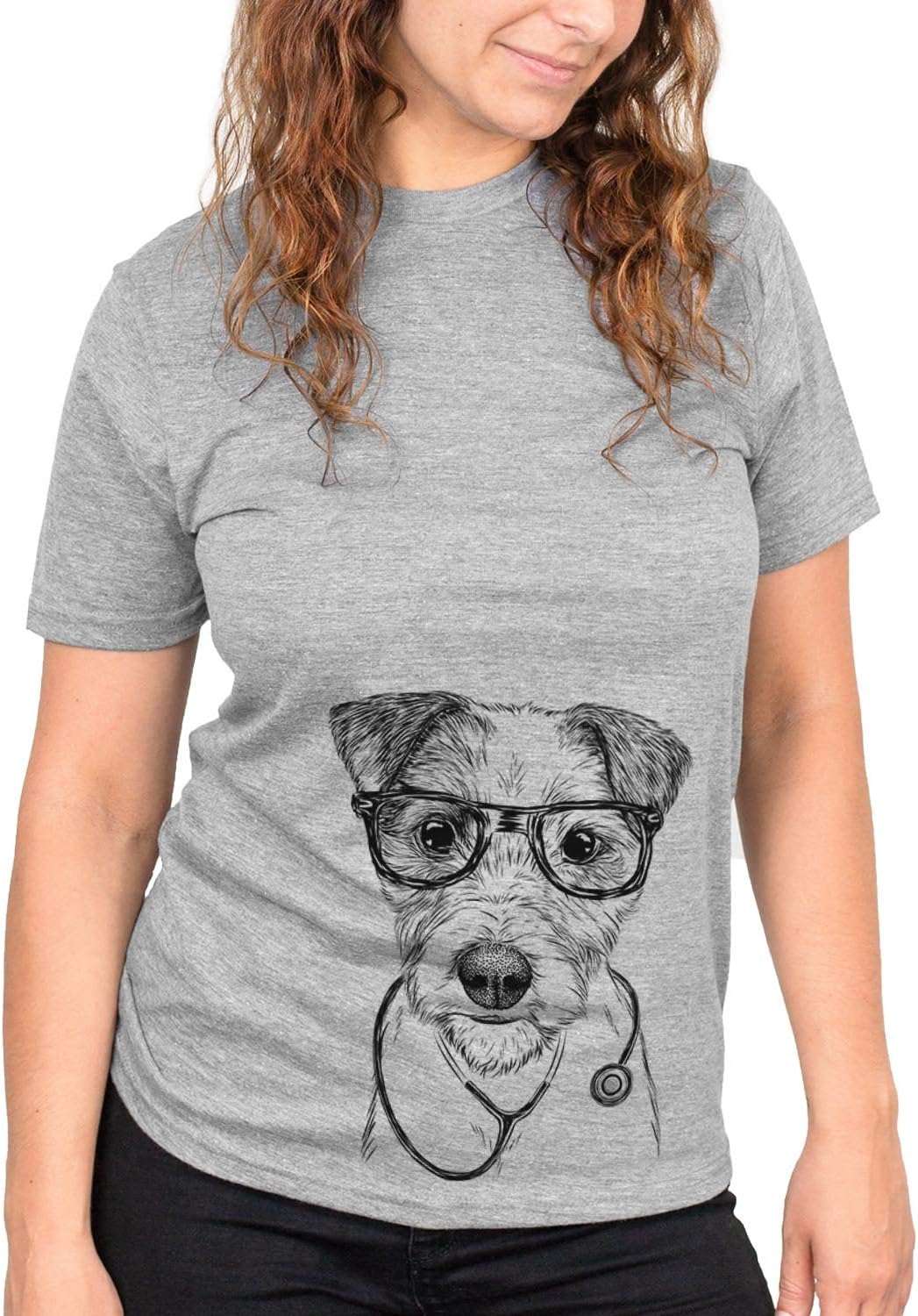 Inkopious Medical Bogart the Parsons Russell Terrier Dog Triblend T-Shirt - Unisex Grey Crew Neck