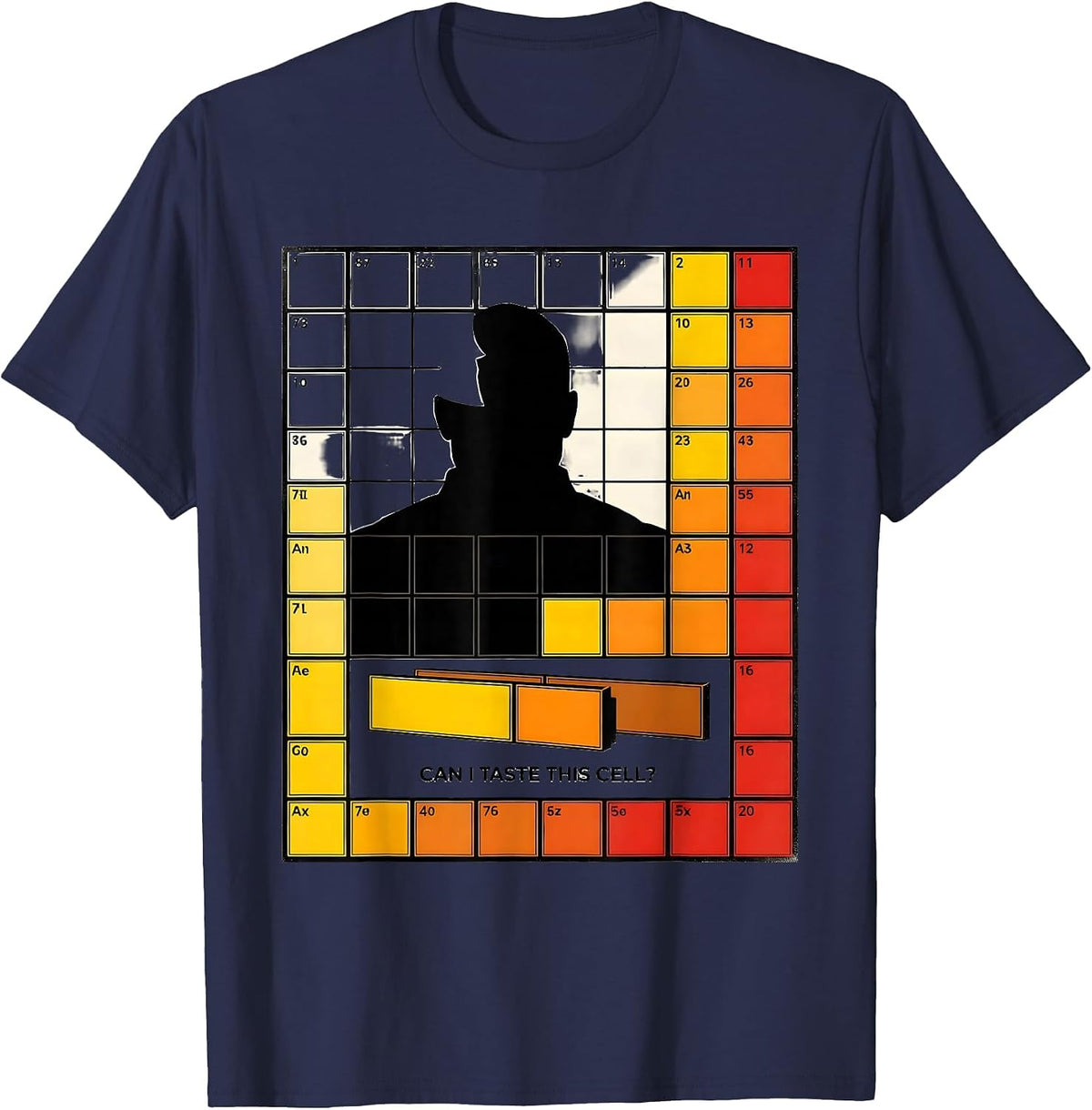 Men's Can I Taste This Cell Funny Periodic Table Science Teacher T-Shirt - Navy Blue