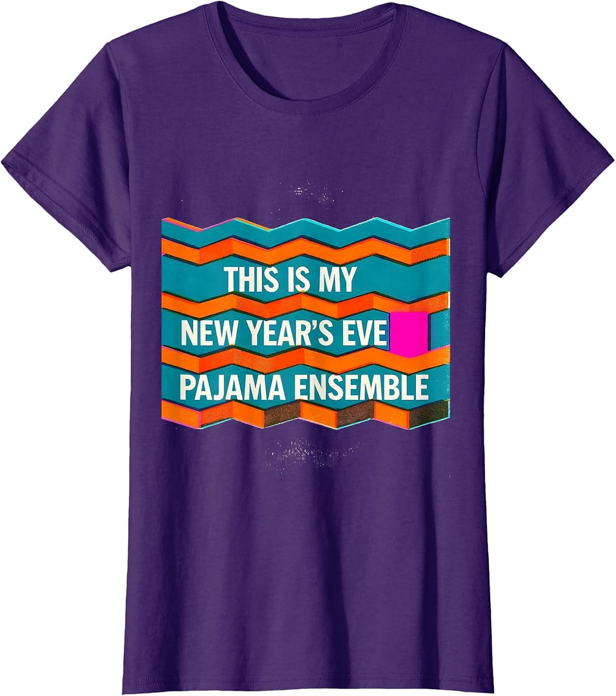 Women's This Is My New Year's Eve Pajama Ensemble Risograph T-Shirt - Purple