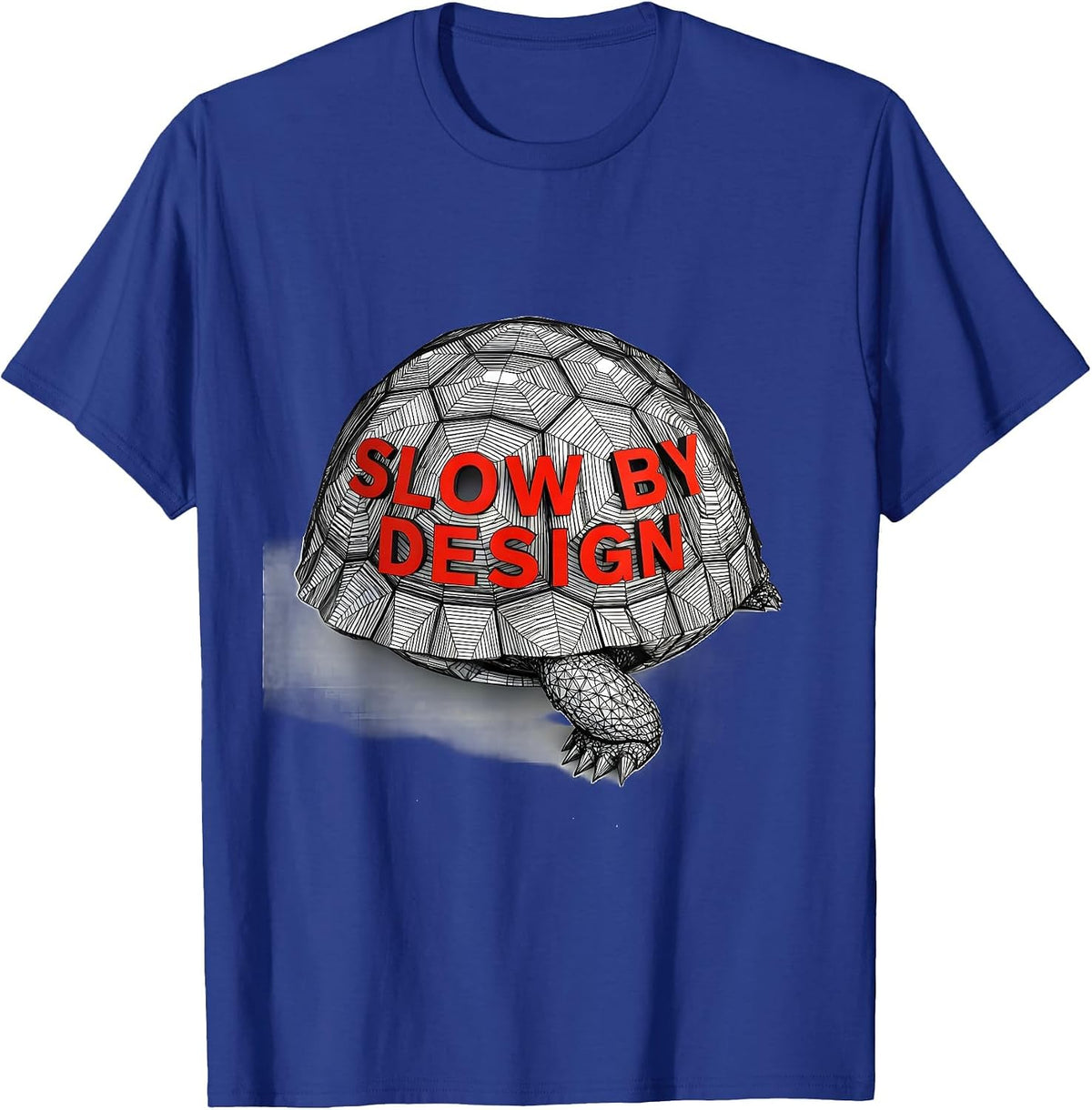 Men's Slow By Design Geometric Tortoise Lover Pet Owner Humor T-Shirt - Royal Blue