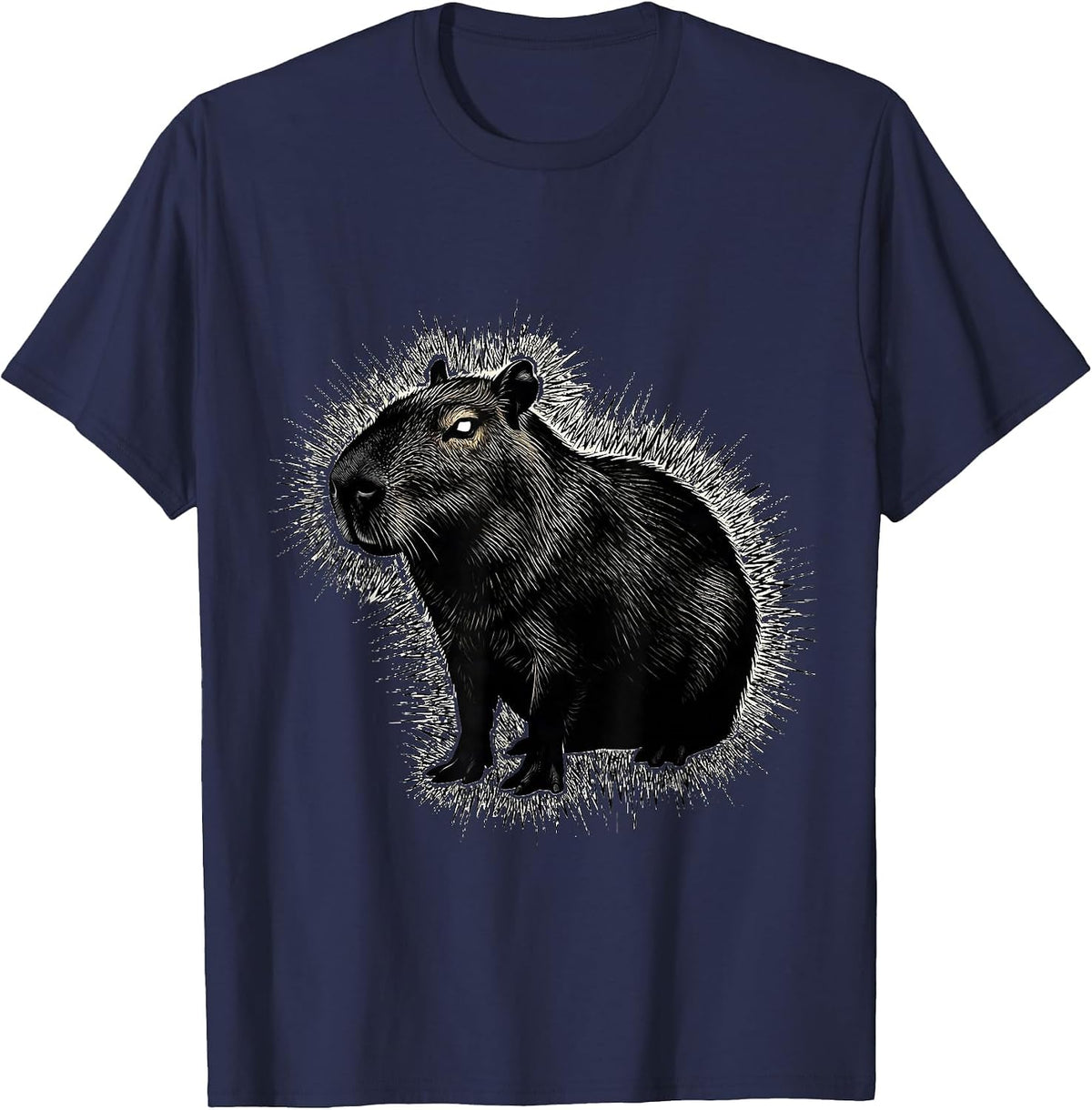Capybara Silhouette Funny Animal Meme Humor T-Shirt - Navy Blue