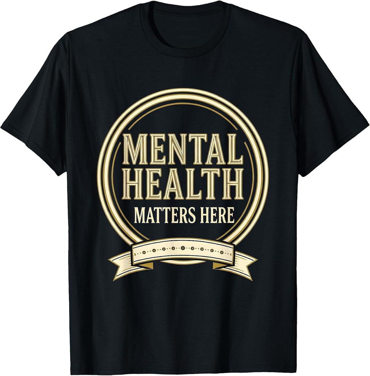 Men's Mental Health Matters Here Awareness Design T-Shirt - Black