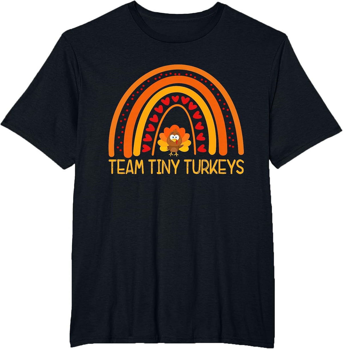GER1 Team Tiny Turkeys Nurse Rainbow Thanksgiving NICU Nurse T-Shirt - Black