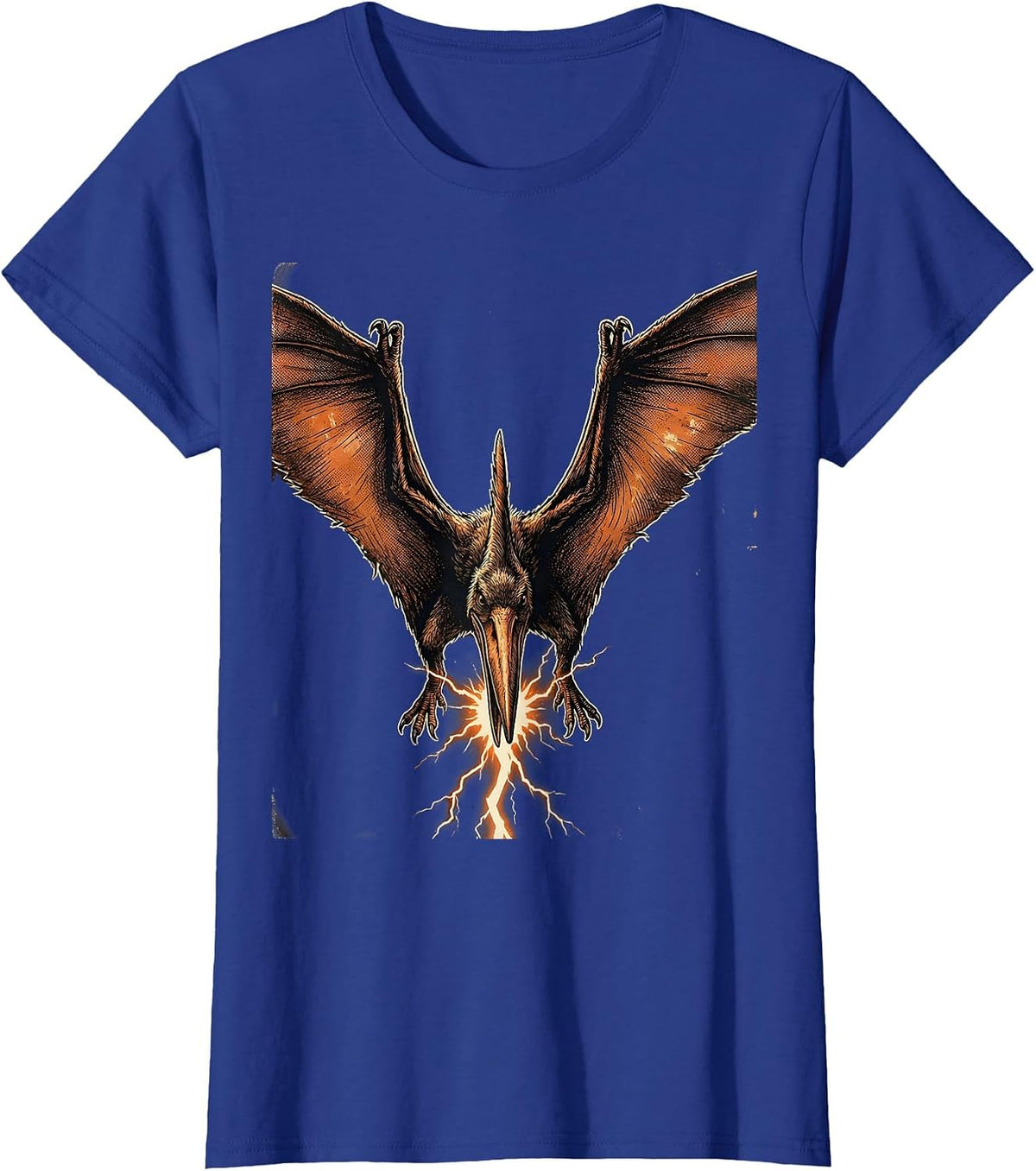Women's Pterodactyl Lightning Bolt Dinosaur Graphic T-Shirt - Royal Blue