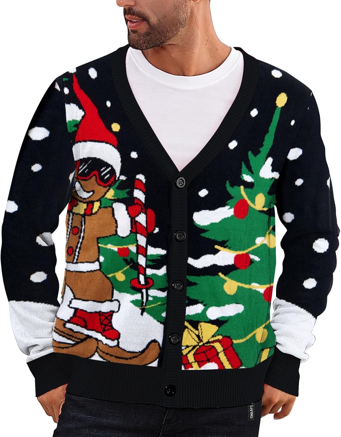 Men's Christmas Cardigan Sweater V Neck Buttons Knitted Cardigans - Christmas 11