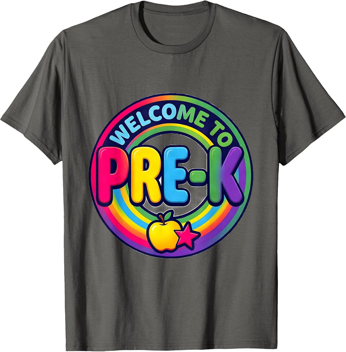 Men's Welcome To Pre-K Colorful Preschool Teacher First Day T-Shirt - Asphalt Grey