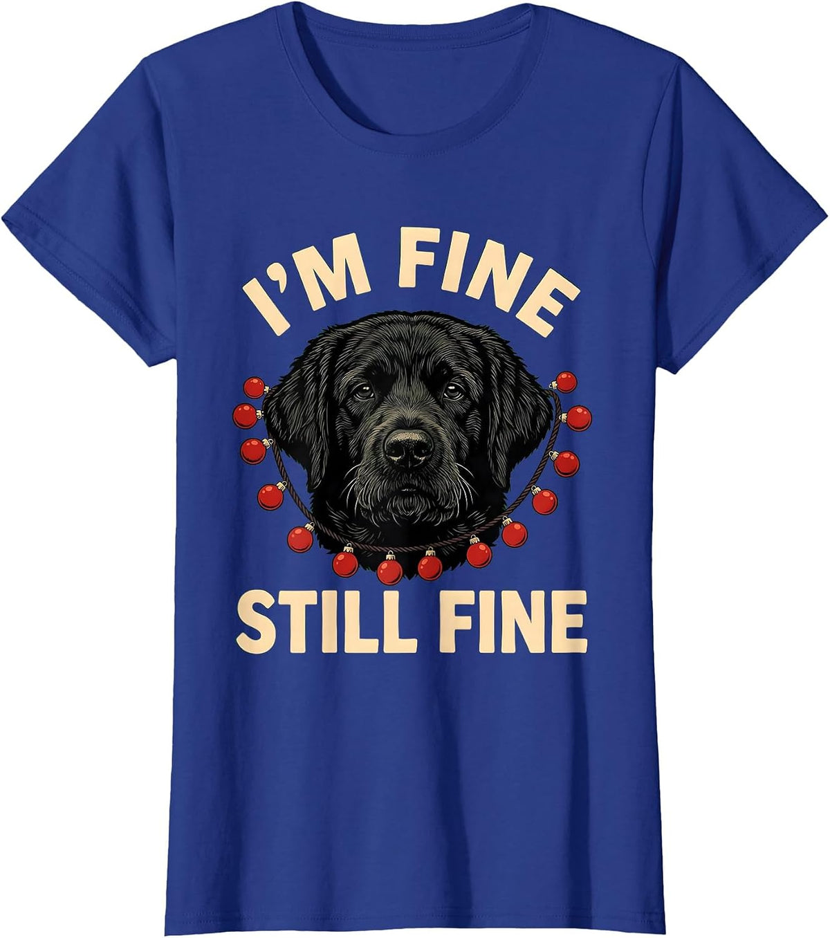 Women's I'm Fine Still Fine Black Labradoodle Christmas Dog Owner T-Shirt - Royal Blue
