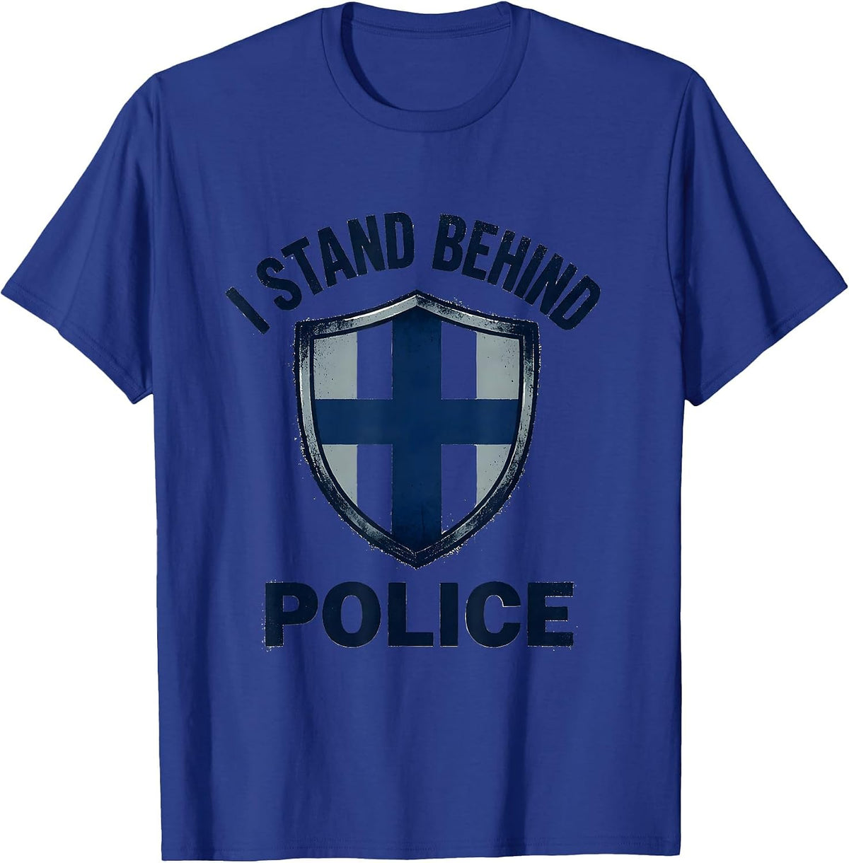 I Stand Behind Police Patriotic Thin Blue Line Police T-Shirt - Royal Blue